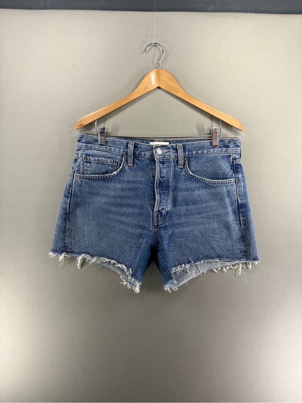 Agolde Parker Long Denim Short Swapmeet 33 Blue Women